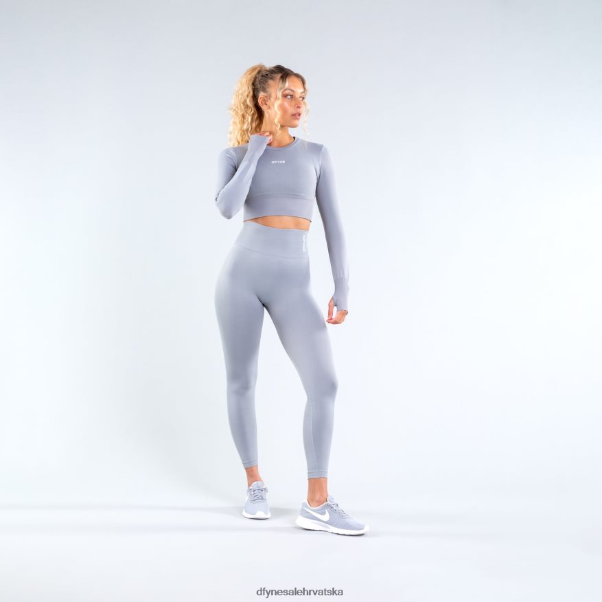 odjeća Dfyne dinamičan skraćeni top svijetlo kameno siva 664024119